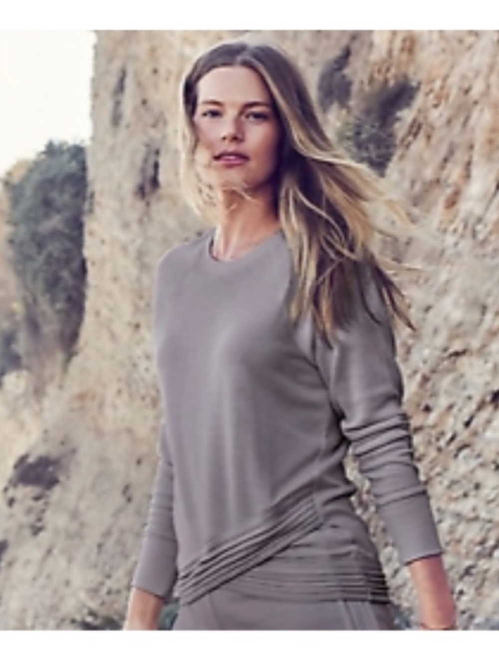 Athleta SET Serenity Criss Cross Sweatshirt with Lounge Pants Grey Modal XS